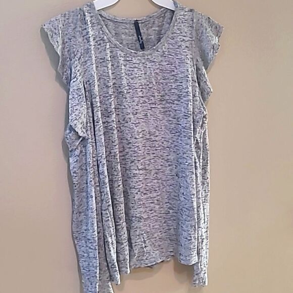 💲6️⃣ Bundled ✔️Cold Shoulder Heathered Grey Shirt Ruffle Accent sz S - Picture 3 of 8
